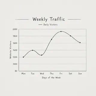 A simple line graph showing daily website visitors over one 
