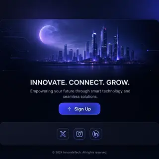 A landing page design with a hero header image at the top, a