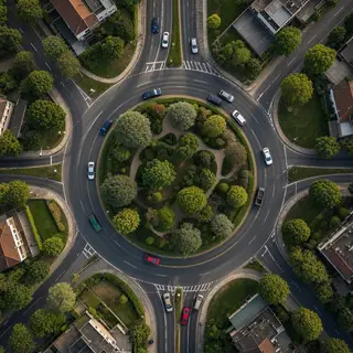 An aerial bird's-eye view looking straight down at a traffic
