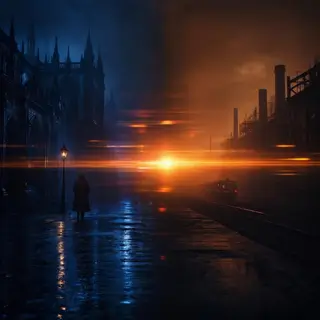 A cinematic frame with blue and orange anamorphic lens flare
