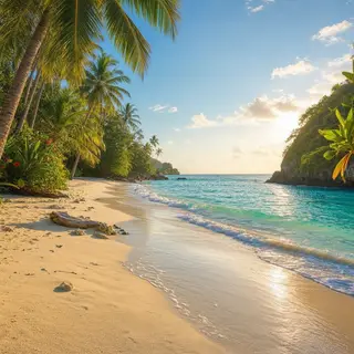 A tropical beach scene with no people