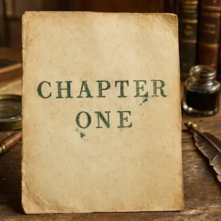 The word 'CHAPTER ONE' typed on aged paper with a vintage ty