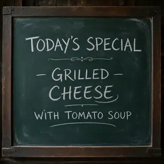 The phrase 'TODAY'S SPECIAL' written in white chalk on a dar