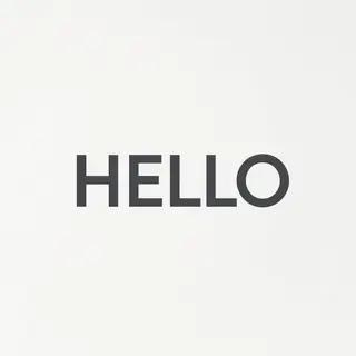 A single large word 'HELLO' centered on a white background