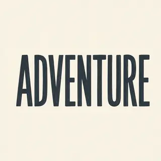 The word 'ADVENTURE' in big bold letters centered on a plain