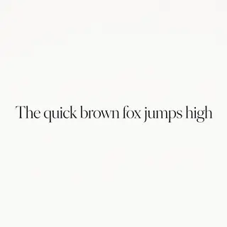 The sentence 'The quick brown fox jumps high' in clean black