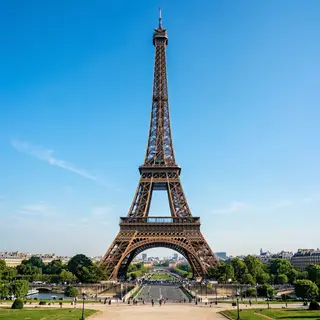 The Eiffel Tower in Paris on a clear day, architecturally ac