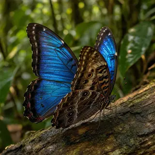 A Morpho menelaus butterfly with accurate iridescent blue do