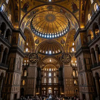 The Hagia Sophia interior showing the massive central dome, 