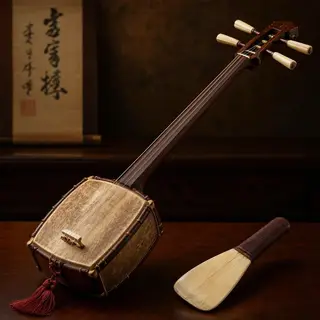 A traditional Japanese shamisen instrument with accurate thr