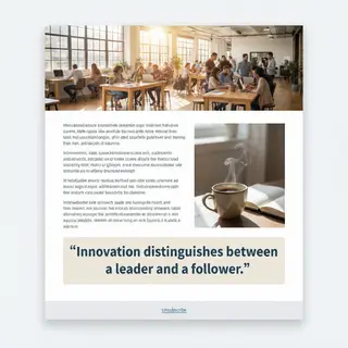 A newsletter layout with a banner image header, a two-column