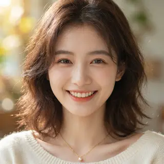 A close-up portrait of a young woman with a warm natural smi