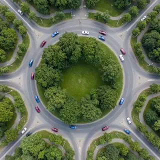An aerial bird's-eye view looking straight down at a traffic