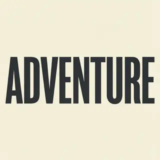 The word 'ADVENTURE' in big bold letters centered on a plain