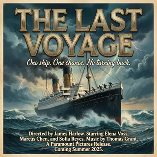 A vintage movie poster for 'THE LAST VOYAGE' featuring a tag