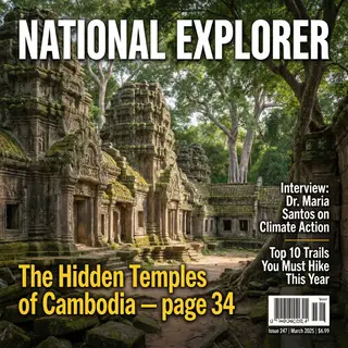 A magazine cover titled 'NATIONAL EXPLORER' with cover lines