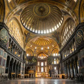 The Hagia Sophia interior showing the massive central dome, 
