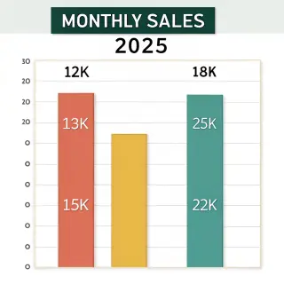 A bar chart showing monthly sales for January through June w