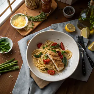 A food photograph shot from above at 35mm f/2.8 with natural