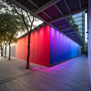 A smooth gradient on a wall going from #FF0000 (red) on the 