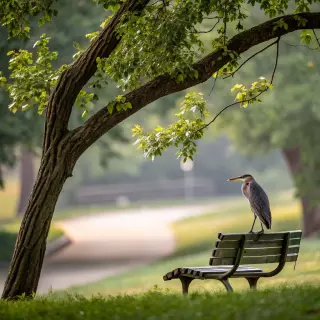 A bird perched on a branch, the branch extending from a tree
