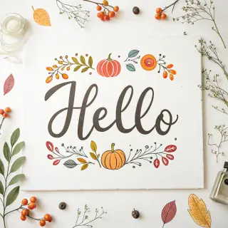 A single large word 'HELLO' centered on a white background