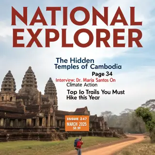 A magazine cover titled 'NATIONAL EXPLORER' with cover lines