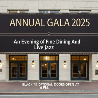 An event banner with headline 'ANNUAL GALA 2025' at the top 