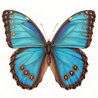 A Morpho menelaus butterfly with accurate iridescent blue do