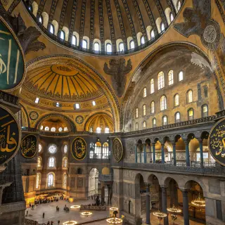 The Hagia Sophia interior showing the massive central dome, 