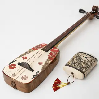A traditional Japanese shamisen instrument with accurate thr