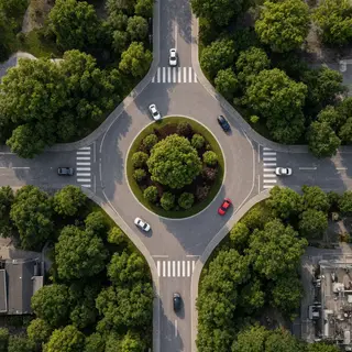 An aerial bird's-eye view looking straight down at a traffic