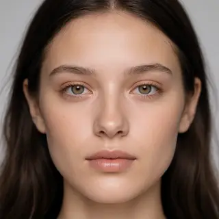 A human face with eyes, nose, and mouth but no eyebrows