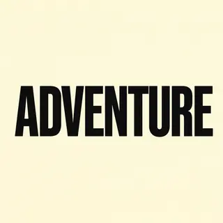 The word 'ADVENTURE' in big bold letters centered on a plain