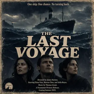 A vintage movie poster for 'THE LAST VOYAGE' featuring a tag