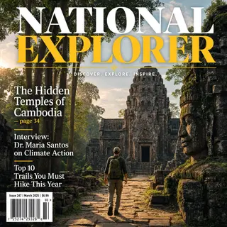A magazine cover titled 'NATIONAL EXPLORER' with cover lines