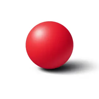 A red sphere on a white surface with a single shadow cast to