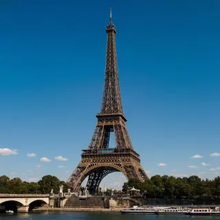The Eiffel Tower in Paris on a clear day, architecturally ac