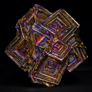 A specimen of bismuth crystal showing accurate iridescent ox