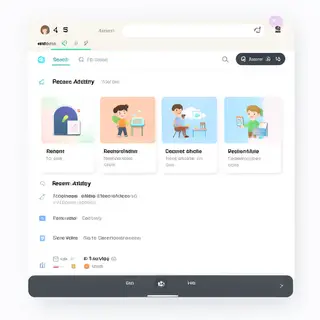 A mobile app UI mockup showing a dashboard with a top naviga