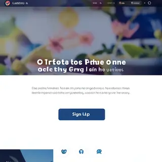 A landing page design with a hero header image at the top, a