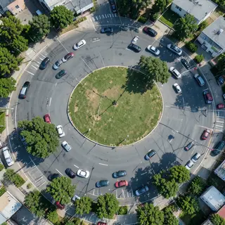 An aerial bird's-eye view looking straight down at a traffic