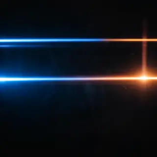 A cinematic frame with blue and orange anamorphic lens flare