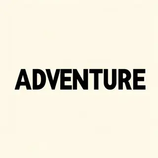 The word 'ADVENTURE' in big bold letters centered on a plain