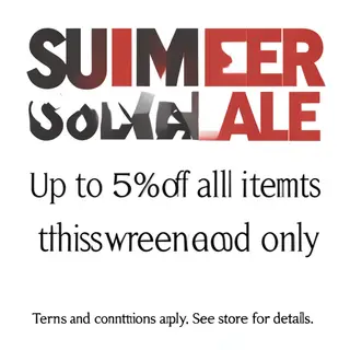 A poster with headline 'SUMMER SALE' in large bold text, bod