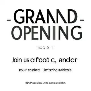 A flyer with large title 'GRAND OPENING', subtitle 'Join us 