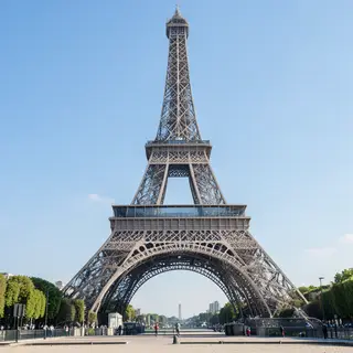 The Eiffel Tower in Paris on a clear day, architecturally ac