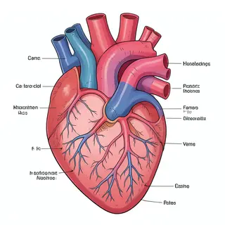An anatomical illustration of the human heart showing four c