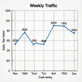 A simple line graph showing daily website visitors over one 