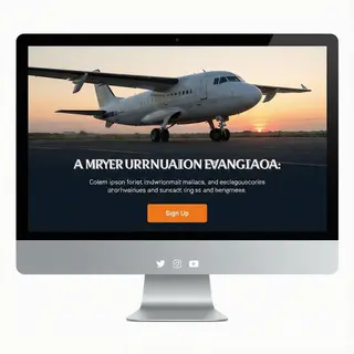 A landing page design with a hero header image at the top, a